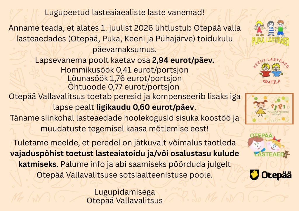Lasteaia toidukulu 01.07.2026
